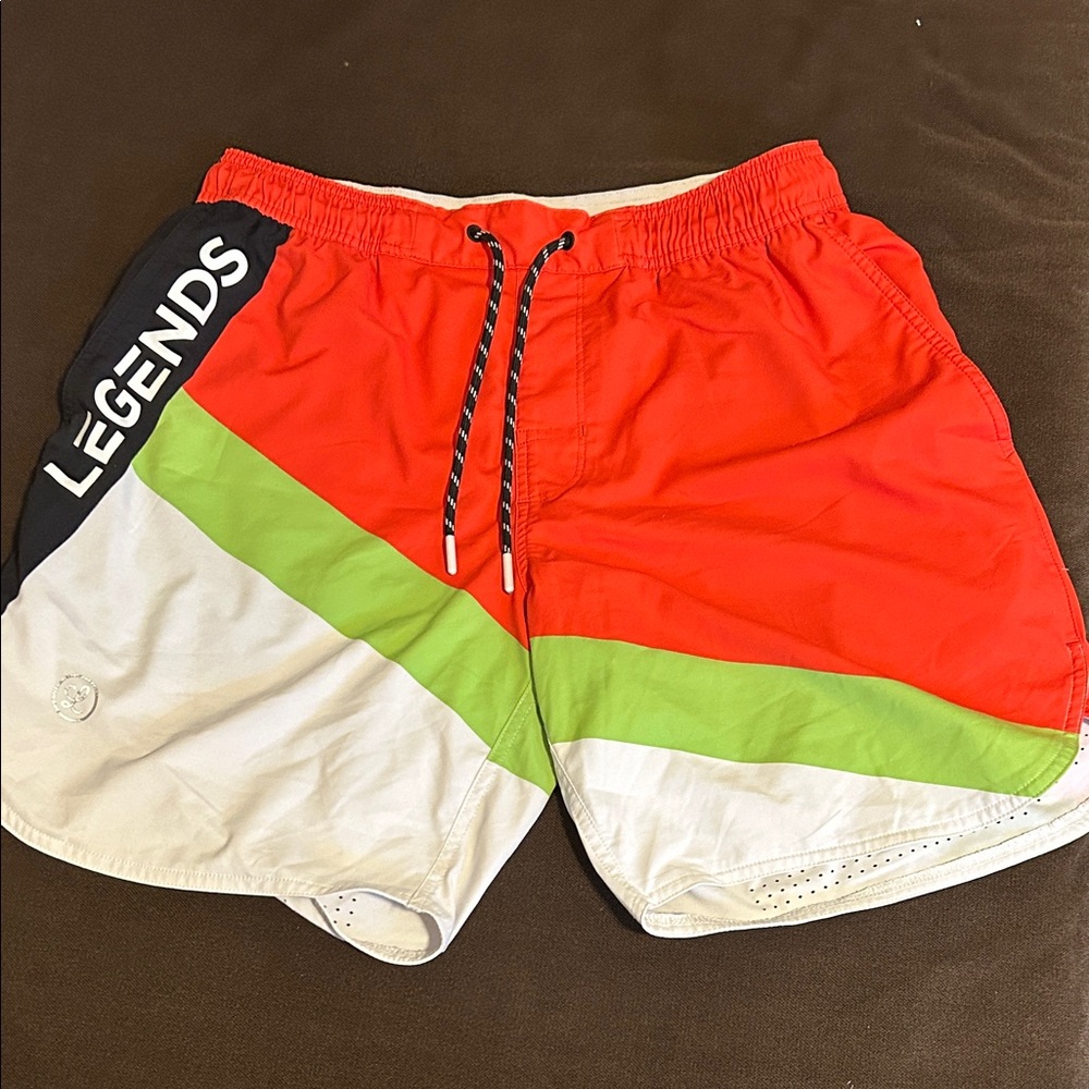 Legends Men’s Red & Green Athletic Swim Shorts